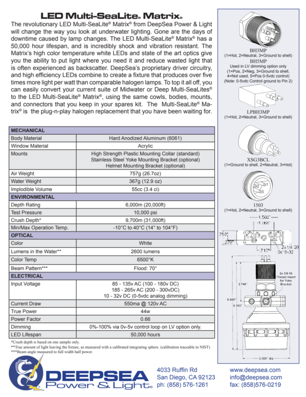 LED Multi-SeaLite - ROV lamp