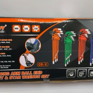 Hex Key Allen Allan Wrench Set Metric & Imperial Ball End Coloured Long